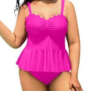 Plus Size 2 Piece Tankini  Tummy Control Bathing Suits